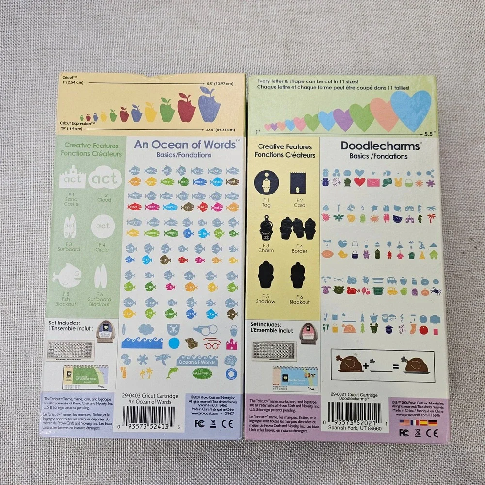 Cricut Cartridge Lot Doodlecharms & Word Builders 3 An Ocean of Words Bundle OS